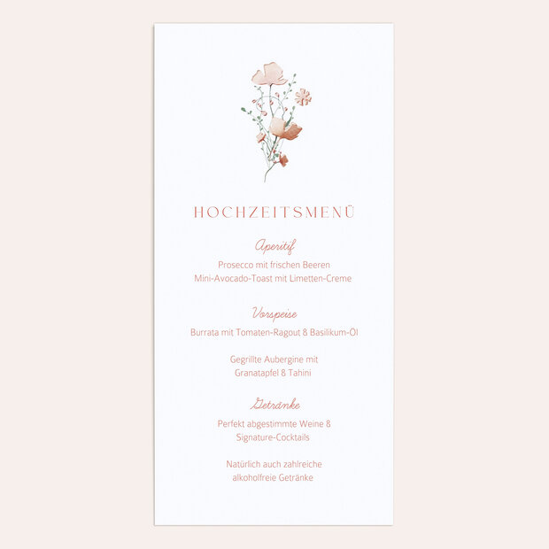 Menükarte Hochzeit - Ein Hauch von Süden