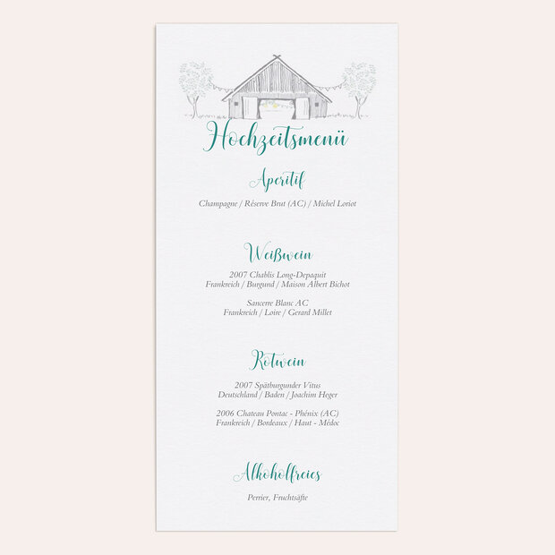 Menükarte Hochzeit - Auf dem Land