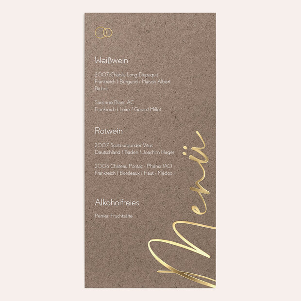 Menükarte Hochzeit - Rustikaler Traum