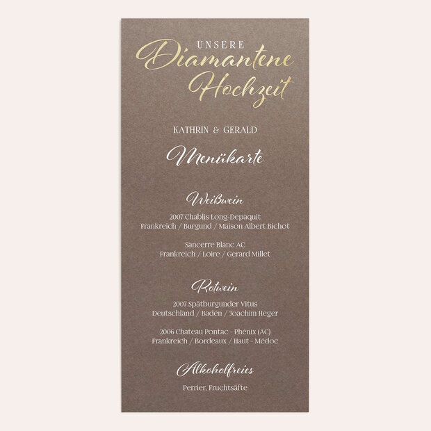 Menükarte Hochzeit - Rustikale Eleganz