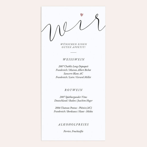 Menükarte Hochzeit - Für immer wir