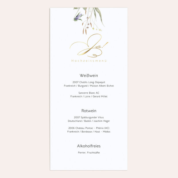 Menükarte Hochzeit - Wildblumenwiese