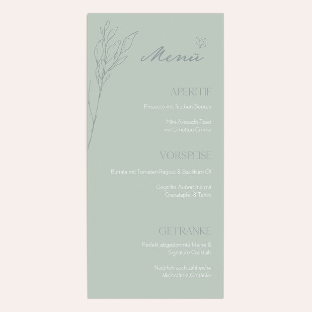 Menükarte Hochzeit - Sage Breeze