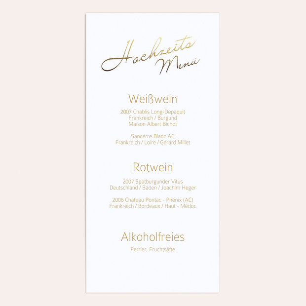 Menükarte Hochzeit - Goldene Zeiten