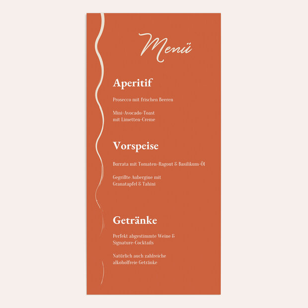Menükarte Hochzeit - Amarena Sunset