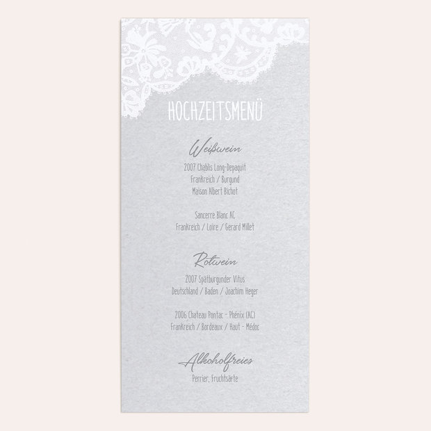 Menükarte Hochzeit - Pastellspitze