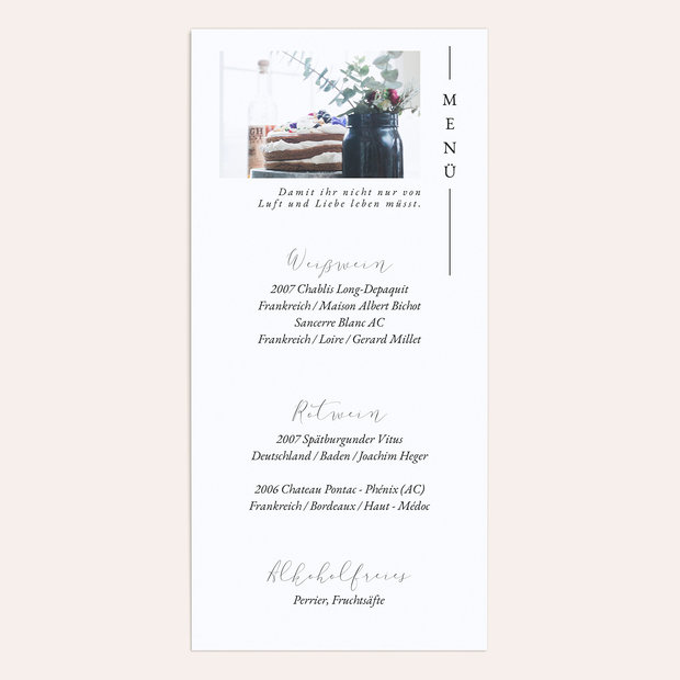 Menükarte Hochzeit - Gesucht und gefunden