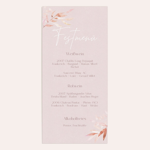Menükarte Hochzeit - Inspiriert von Farnen