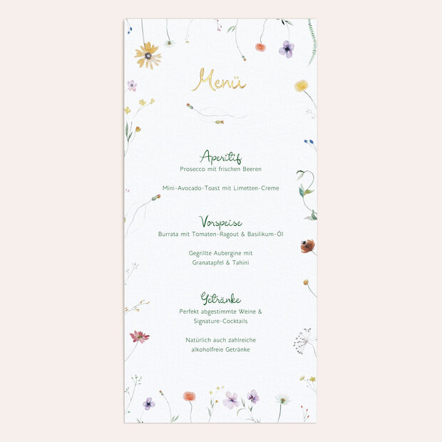 Menükarte Hochzeit - Blütenkuss