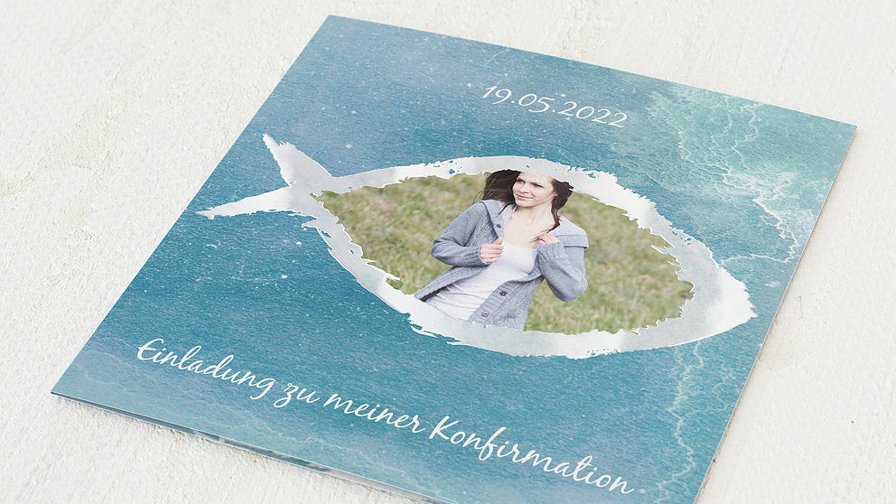 Konfirmationskarten Fisch Im Wasser Detail