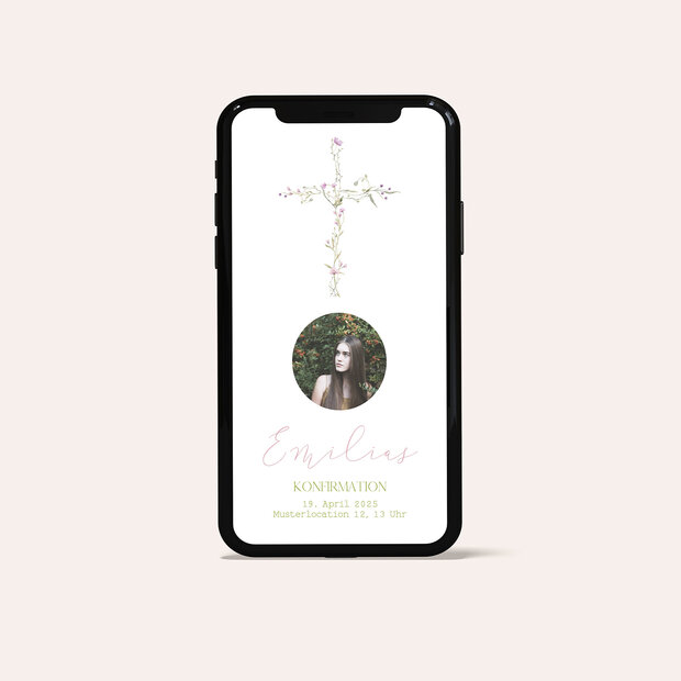 Konfirmationskarten - Cross of Flowers