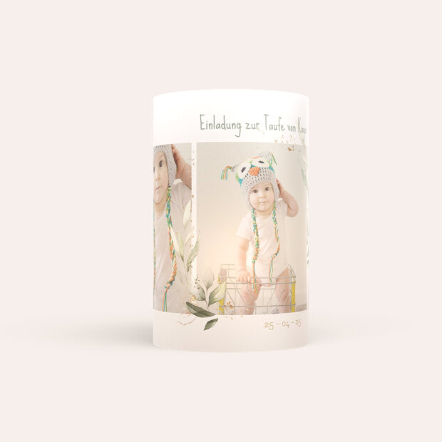 Windlicht Taufe - Süßer kleiner Spatz