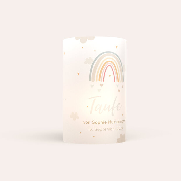 Windlicht Taufe - Regenbogen-Zauber