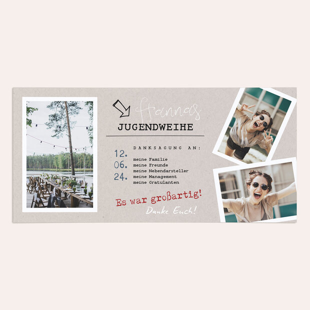 Danksagungen zur Jugendweihe - Ticket fürs Erwachsensein