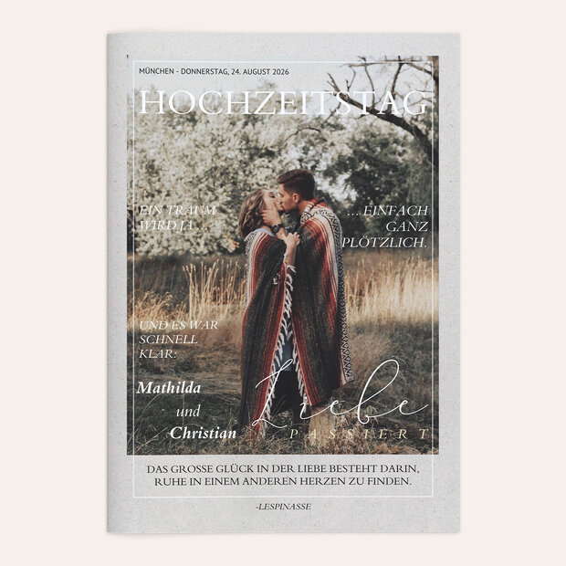Hochzeitszeitung - Plötzlich Liebe Festschrift