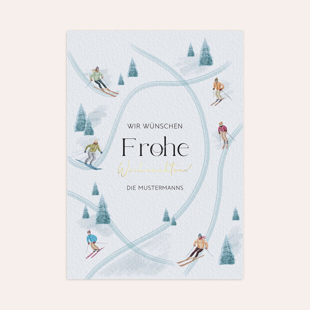 Weihnachtskarten - Auf der Skipiste