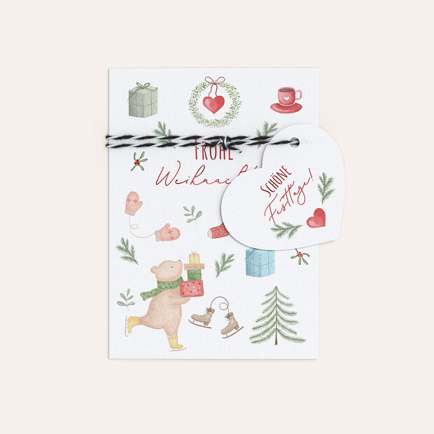 Weihnachtskarten - Weihnachtszweig & Herzenszeit