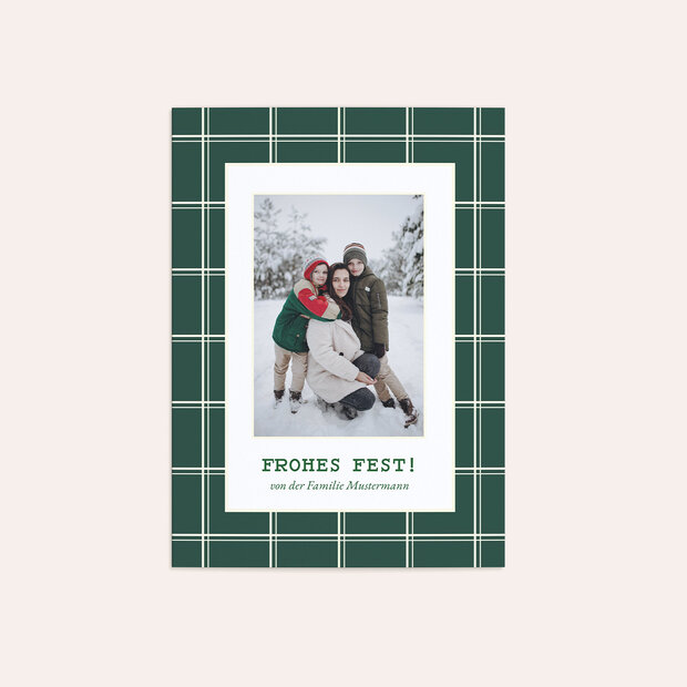 Weihnachtskarten - Green Check Pattern