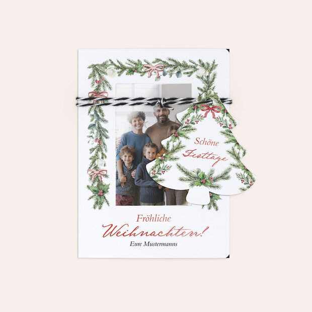 Weihnachtskarten - Schleifengirlande