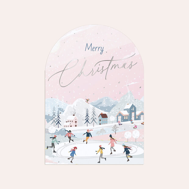 Weihnachtskarten - Handgezeichnetes Winterdorf