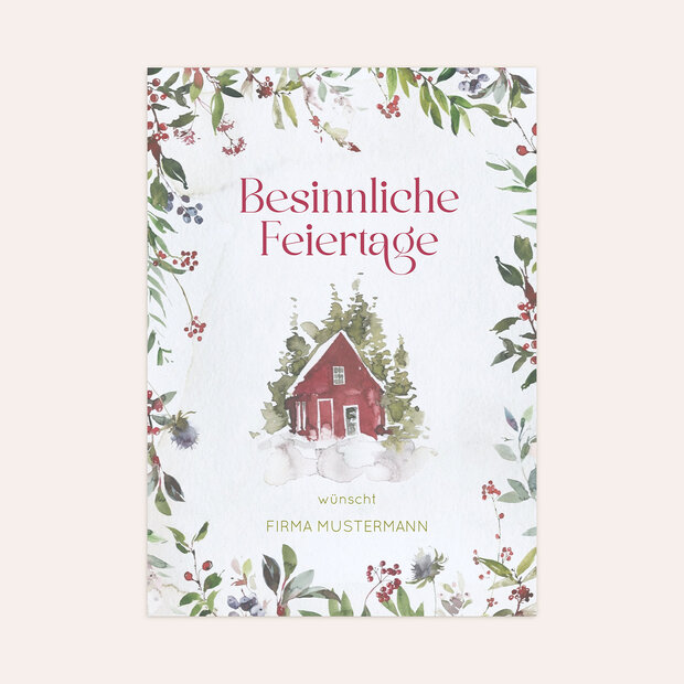 Weihnachtskarten Geschäftlich - Haus im Winterwald