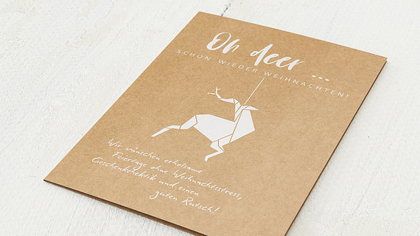 Weihnachtskarten Geschäftlich - Origami deer