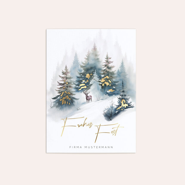 Weihnachtskarten Geschäftlich - Romantische Waldweihnacht