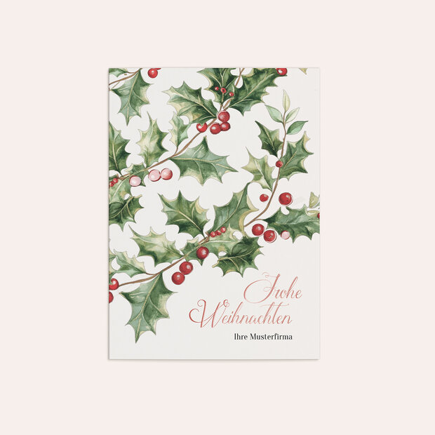 Weihnachtskarten Geschäftlich - Wintergrün & Beerenrot