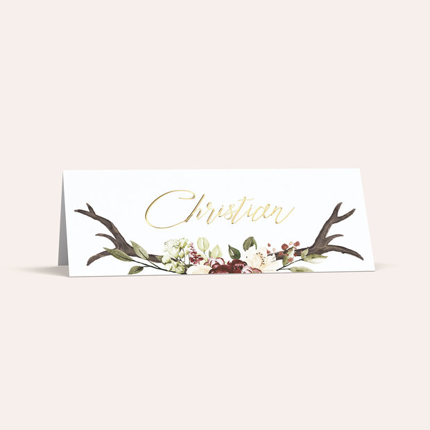 Tischkarten Hochzeit - Blüten & Geweih