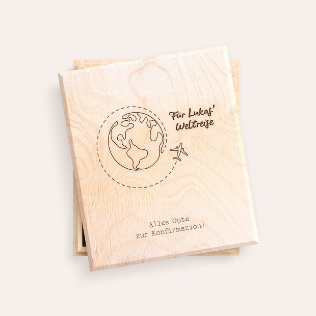 Geschenke zur Konfirmation - Box für Geldgeschenke Weltenbummler
