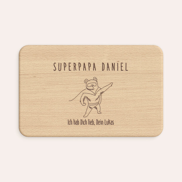 Geschenke zum Vatertag - Frühstücksbrettchen “Mein Papa, mein Held”