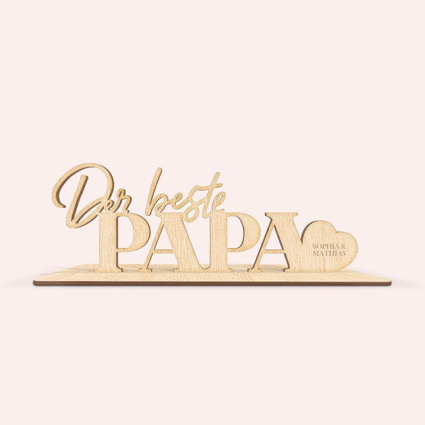 Geschenke zum Vatertag - Holz-Schriftzug mit Halterung “Bester Papa”