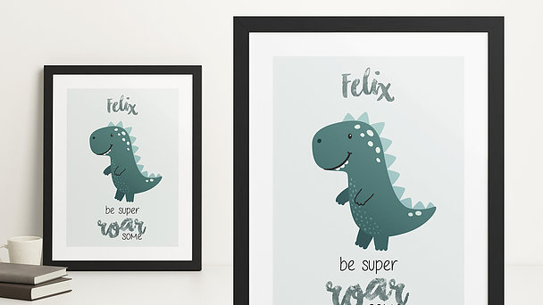 Geschenke für Kindergeburtstag - Dino-Poster mit Namen