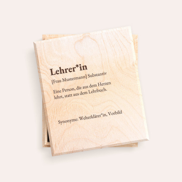 Abschiedsgeschenke Lehrerin - Personalisierte Geschenkbox aus Holz