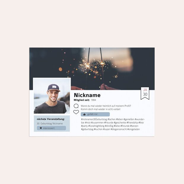 Einladungskarten 30 Geburtstag - Social Media 30