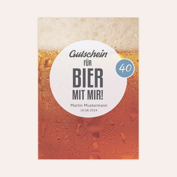 Einladungskarten 40 Geburtstag - Gutschein Bier 40