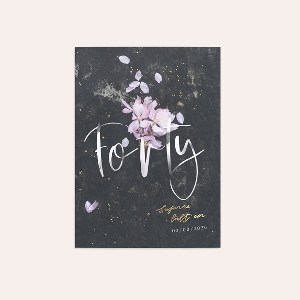Einladungskarten 40 Geburtstag - Grunge blossom 40