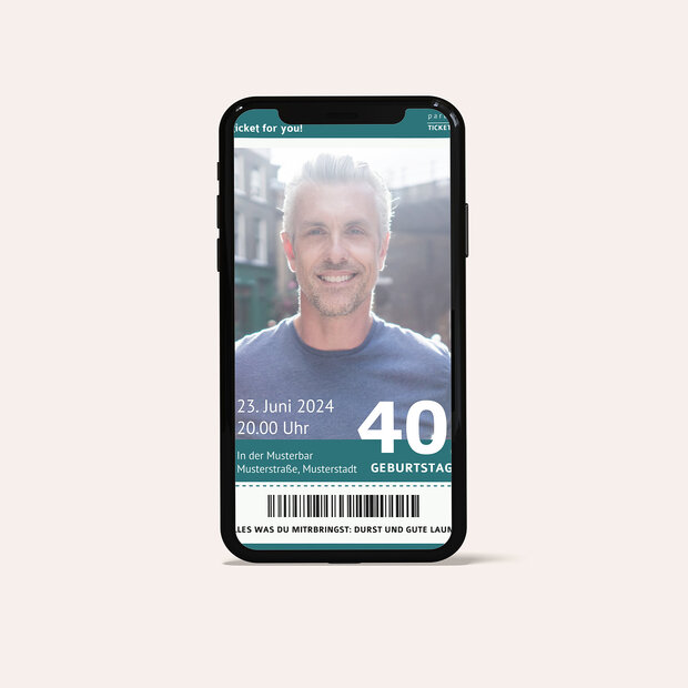Einladungskarten 40 Geburtstag - Party Ticket 40
