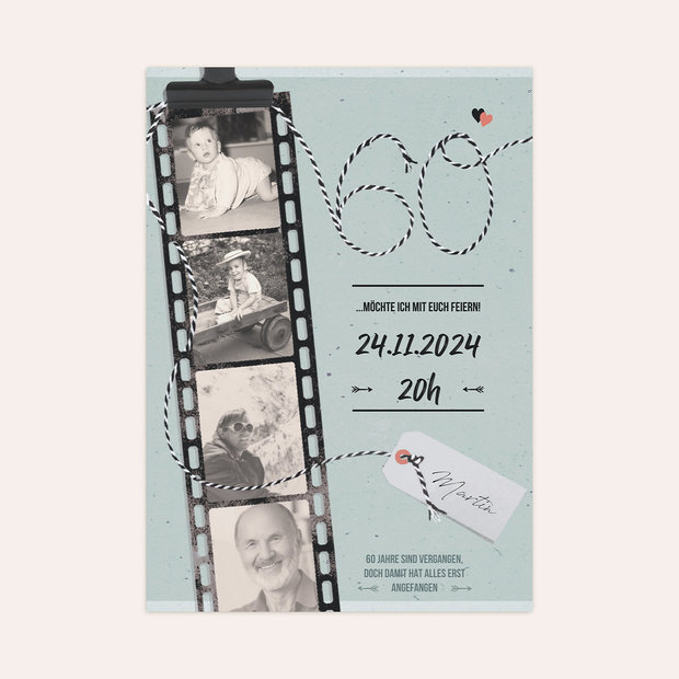 Einladungskarten 60 Geburtstag - Filmstreifen 60