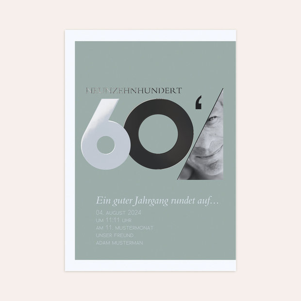 Einladungskarten 60 Geburtstag - Aufgerundet 60