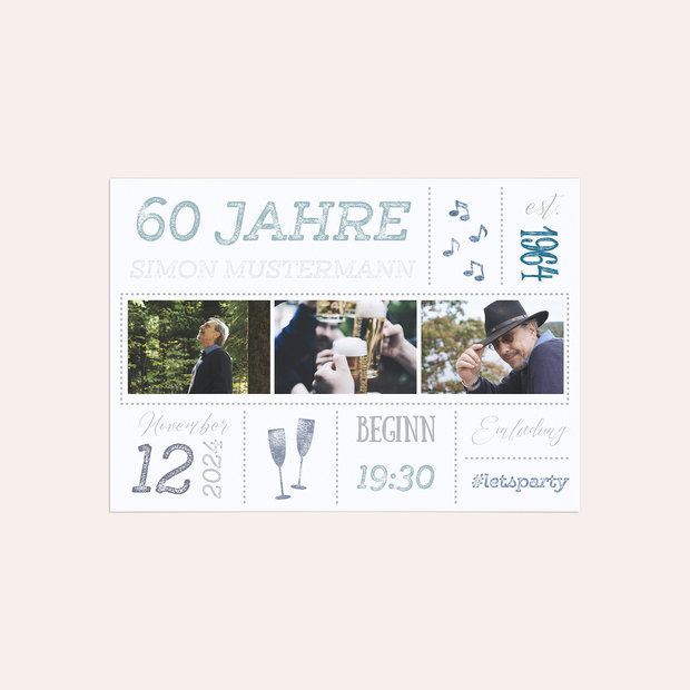 Einladungskarten 60 Geburtstag - Terminsache 60