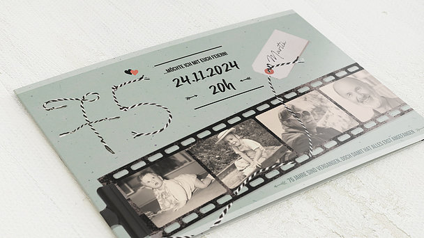 Einladungskarten 75 Geburtstag - Filmstreifen 75