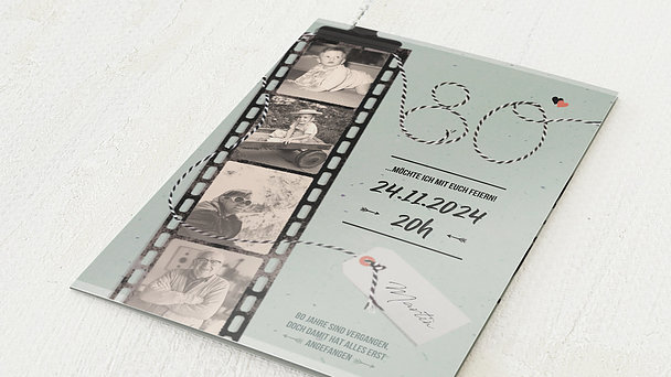 Einladungskarten 80 Geburtstag - Filmstreifen 80