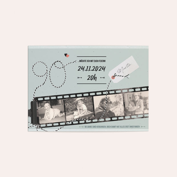 Einladungskarten 90 Geburtstag - Filmstreifen 90