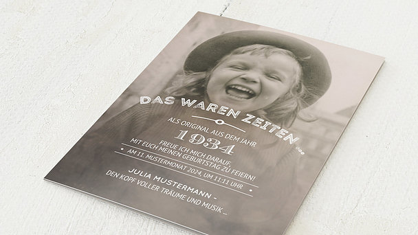 Einladungskarten 90 Geburtstag - Alte Zeiten 90