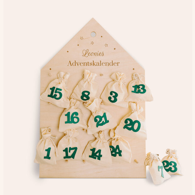 Adventskalender - Adventskalender-Haus mit Säckchen “Mond & Sterne”
