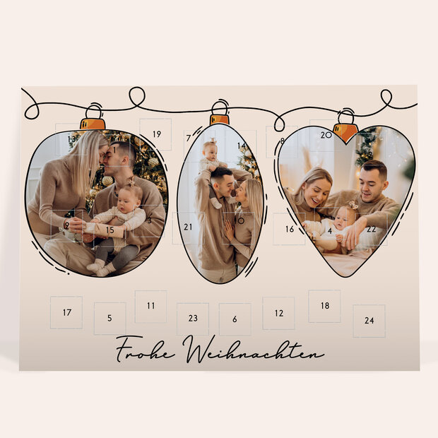 Adventskalender - Adventskalender „Weihnachtsschmuck“ mit Schokolade