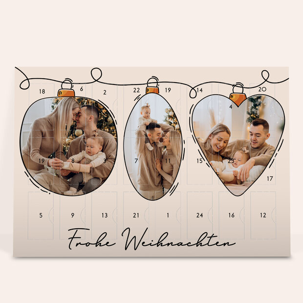 Adventskalender - Adventskalender „Weihnachtsschmuck“ mit Schokolade