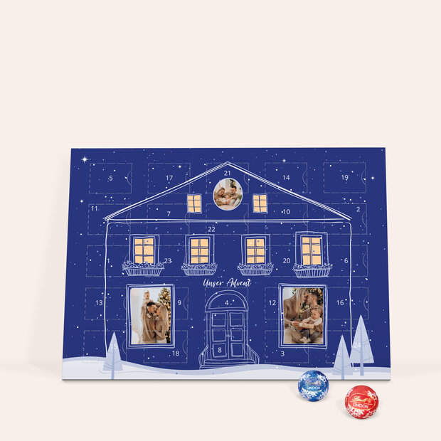 Adventskalender - Adventskalender „Feiertagsglanz“ mit Schokolade