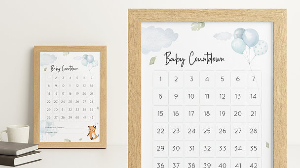 Geschenke Babyparty - Countdown Poster Kleiner Fuchs